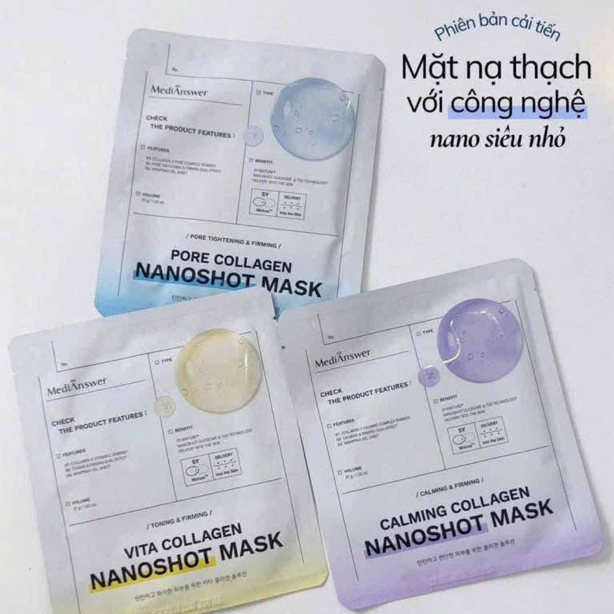 Mặt Nạ Thạch MediAnswer Hỗ Trợ Phục Hồi Da, Sáng Mịn, Thu Nhỏ Lỗ Chân Lông Collagen Nanoshot Mask - Image 2
