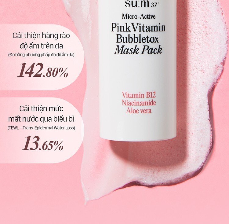 Mặt nạ sủi bọt hồng su:m37 Bright Pink Mask - Image 3